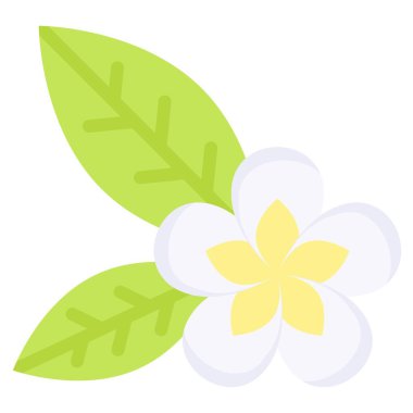 Plumeria çiçek simgesi, Yaz tatili vektör illüstrasyonu