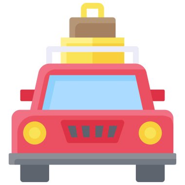 Seyahat arabası simgesi, yaz tatili illüstrasyonu