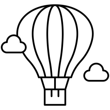 Sıcak Hava Balonu simgesi, Yaz tatili vektör illüstrasyonu