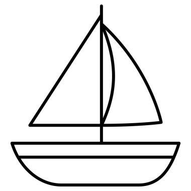 Yelkenli tekne simgesi, yaz tatili illüstrasyonuyla ilgili