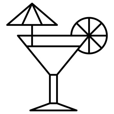 Yaz içecekleri ikonu, yaz tatili vektör illüstrasyonu