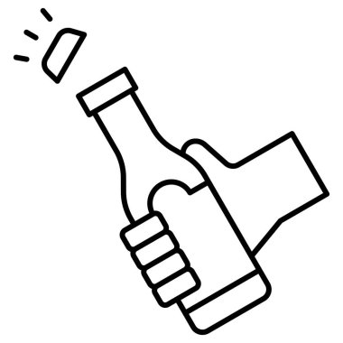 Açık şişe simgesi, yaz tatili vektör illüstrasyonu