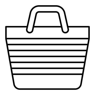 Tote bag simgesi, yaz tatili bağlantılı vektör illüstrasyonu