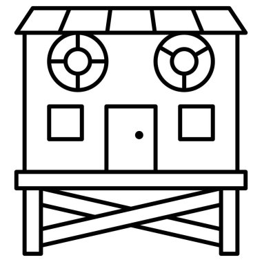 Tatil kır evi simgesi, yaz tatili vektör illüstrasyonu