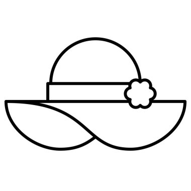 Güneş şapkası simgesi, yaz tatili illüstrasyonuyla ilgili