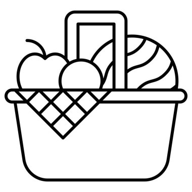 Meyve sepeti simgesi, yaz tatili vektör illüstrasyonu