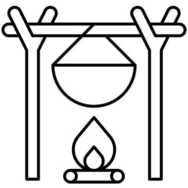 Açık hava yemek ikonu, yaz tatili vektör illüstrasyonu