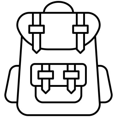 Seyahat sırt çantası simgesi, yaz tatili vektör illüstrasyonu