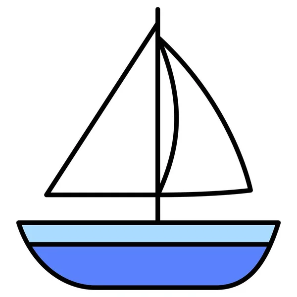 Icono Del Barco Vela Vacaciones Verano Relacionados Vector Ilustración — Archivo Imágenes Vectoriales