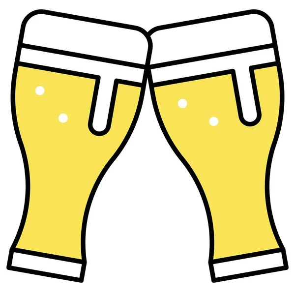 Zwei Pints Bier Ikone Vektor Illustration Zum Sommerurlaub — Stockvektor