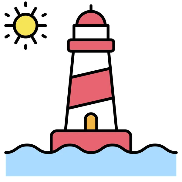 Icône Phare Illustration Vectorielle Liée Aux Vacances Été — Image vectorielle