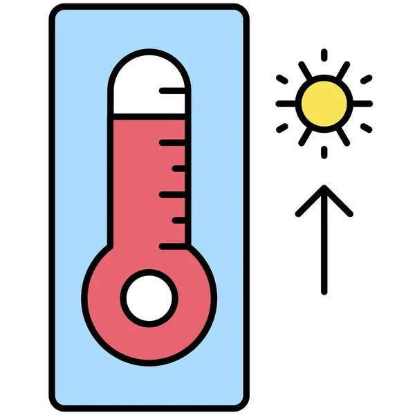 Thermometer Mit Hochtemperatur Symbol Vektor Illustration Zum Sommerurlaub — Stockvektor