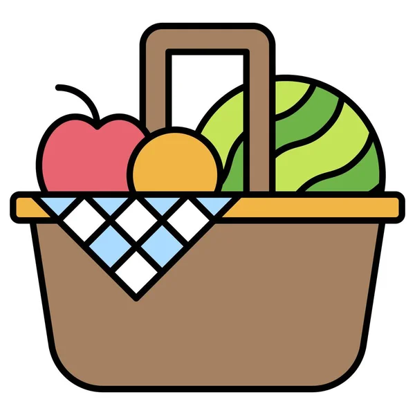 Obstkorb Symbol Vektor Illustration Den Sommerferien — Stockvektor