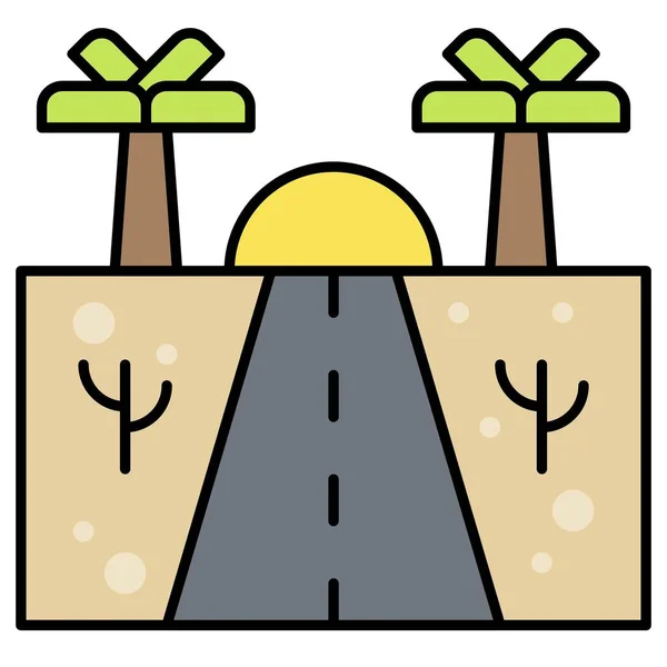 Icono Viaje Por Carretera Vacaciones Verano Vector Relacionado Con Ilustración — Vector de stock