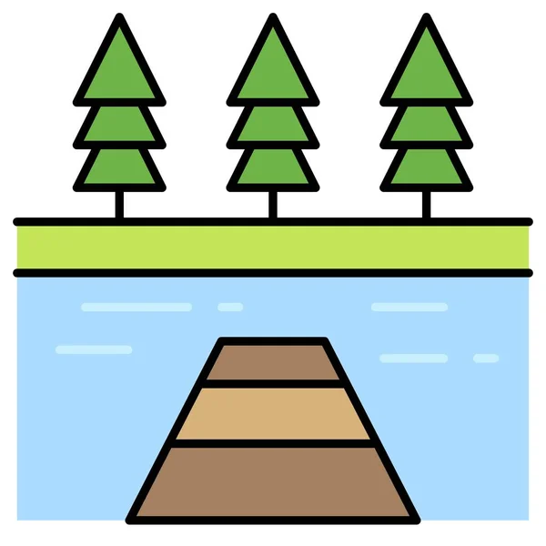 Jetty and lake icon, Summer vacation related vector illustration