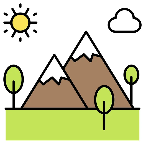 Icône Paysage Montagne Illustration Vectorielle Liée Aux Vacances Été — Image vectorielle