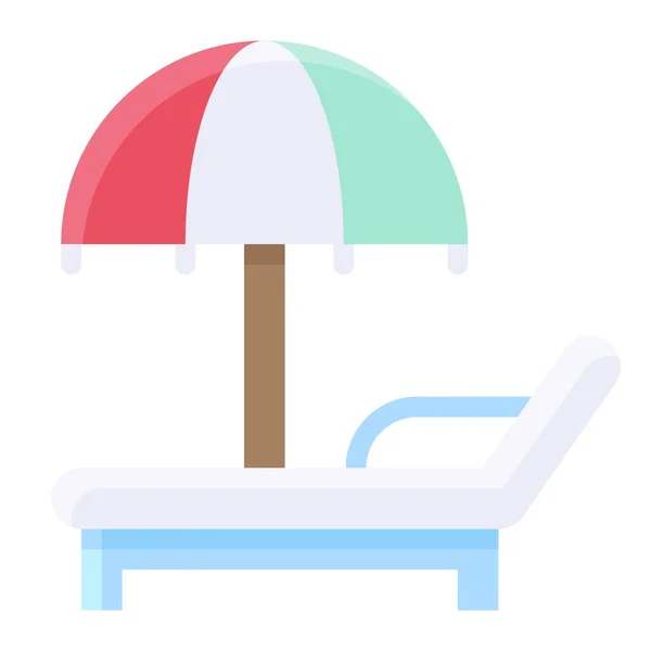 Beach Chair Umbrella Icon Summer Vacation Related Vector Illustration — Stock Vector