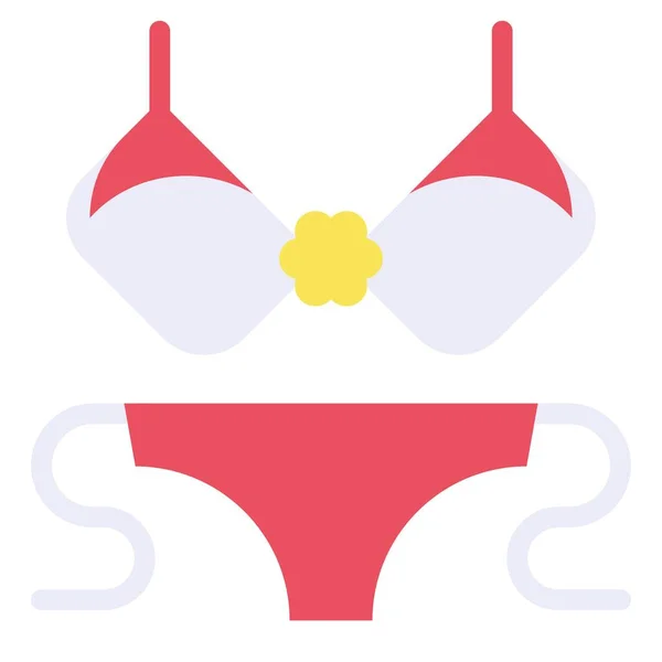 Bikini Kadın Mayo Ikonu Yaz Tatili Illüstrasyonları — Stok Vektör