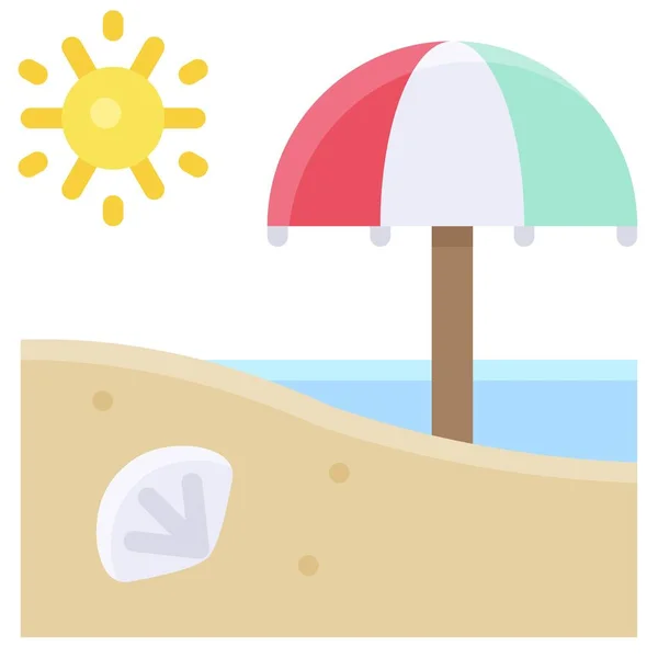 Sommer Strand Symbol Sommer Urlaub Bezogene Vektorillustration — Stockvektor