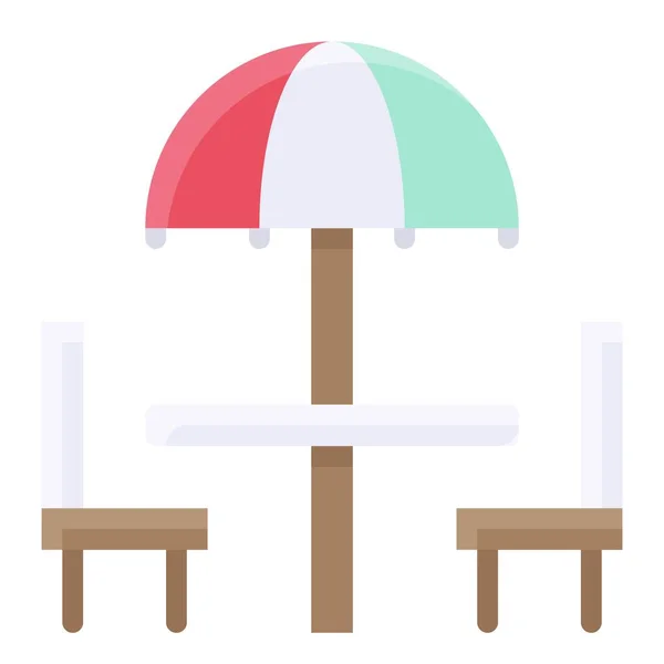 Paraplybord Med Stol Ikon Sommar Semester Relaterade Vektor Illustration — Stock vektor