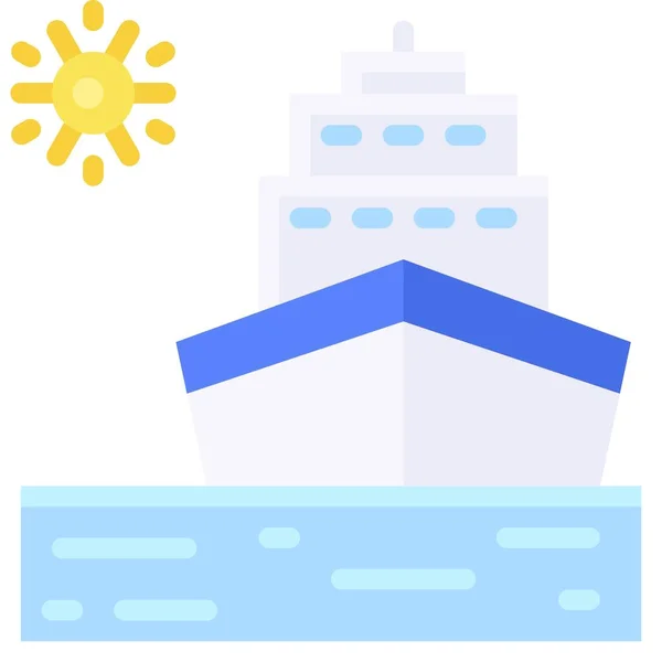 Cruiseschip Icoon Zomer Vakantie Gerelateerde Vector Illustratie — Stockvector