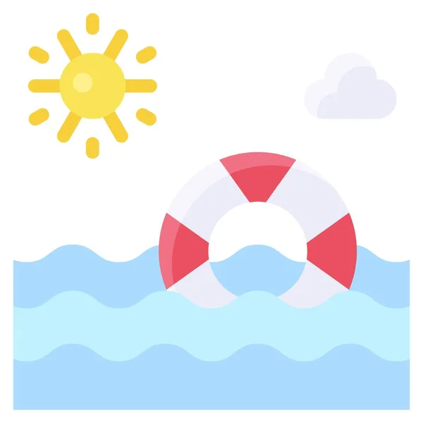 Sea Swim Ring Icon Summer Vacation Related Vector Illustration — Stock Vector