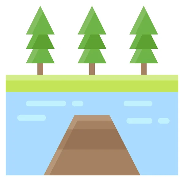 Jetty Lago Icono Vacaciones Verano Relacionados Con Ilustración Vectorial — Vector de stock