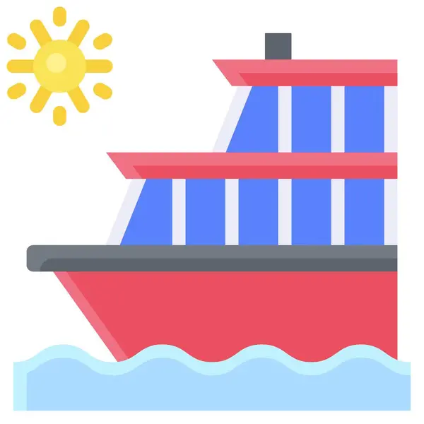 Crucero Icono Del Barco Vacaciones Verano Relacionados Con Vector Ilustración — Vector de stock