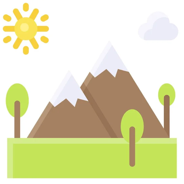 Icône Paysage Montagne Illustration Vectorielle Liée Aux Vacances Été — Image vectorielle