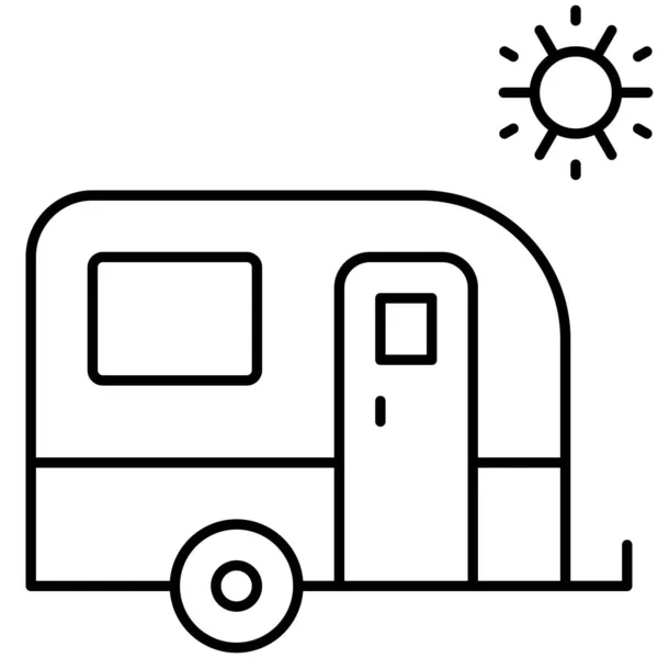 Icône Remorque Camping Car Illustration Vectorielle Liée Aux Vacances Été — Image vectorielle