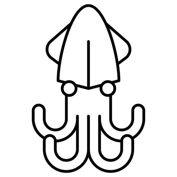 Squid Icon Summer Vacation Related Vector Illustration — 스톡 벡터