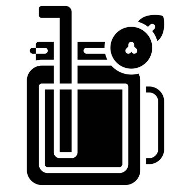 Yabanmersini smoothie simgesi, Yaz tatili vektör illüstrasyonu