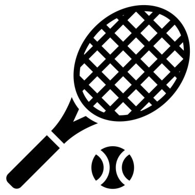 Tenis ekipmanı ikonu, yaz tatili vektör illüstrasyonu