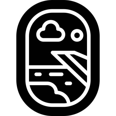 Uçak uçağının pencere simgesi, yaz tatili illüstrasyonuyla ilgili