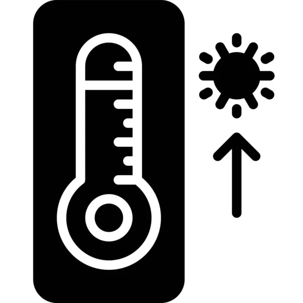 Termómetro Con Icono Alta Temperatura Vacaciones Verano Relacionados Con Ilustración — Vector de stock