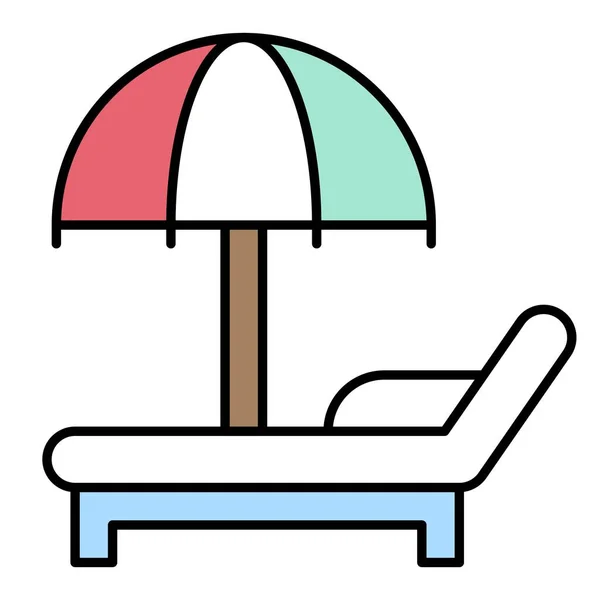 Strandkorb Mit Regenschirm Symbol Vektor Illustration Zum Sommerurlaub — Stockvektor