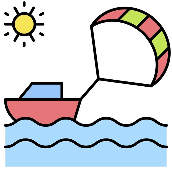 Parasailing Oder Parakiting Symbol Vektor Illustration Den Sommerferien — Stockvektor