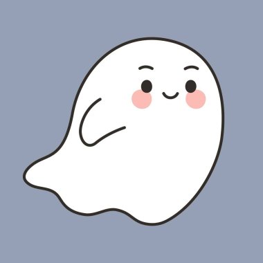 Şirin Çizgi Film Gülen Hayalet Cadılar Bayramı Vektörü İllüstrasyonu