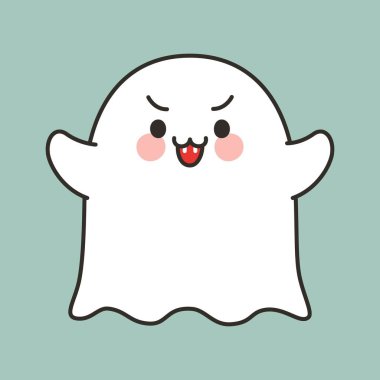 Cadılar Bayramı Tasarımı İçin Ürkütücü Sinirli Çizgi Film Hayalet Karakteri