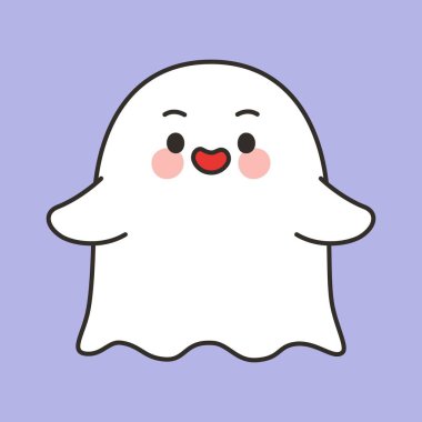 Mutlu Cadılar Bayramı Hayaleti Açık Kollu Gülen Çizgi Film Vektör İllüstrasyonu