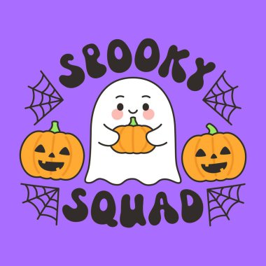 Korkunç Ekip Cadılar Bayramı Hayalet Tutucu Balkabağı Jack O Fenerler Vektör İllüzyonu