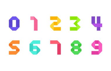 Origami, Parlak Kağıt Katlama Numarası Yazı Tipi Vektörü Resmini Açısal Geometrik Yazı tipi ve Kalın Sayılar ile İlham Verdi