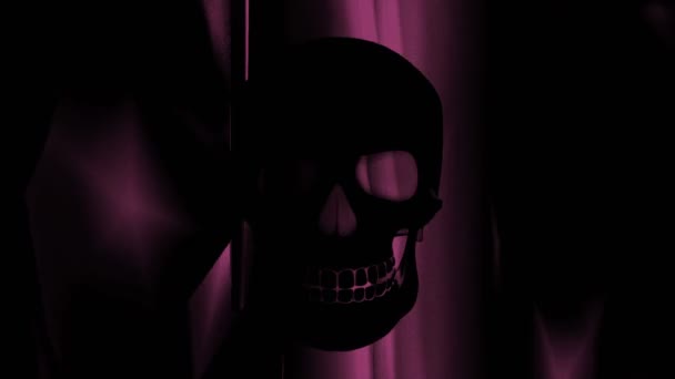Компьютерная Анимация Мерцающих Черепов Абстрактном Фоне Подходящем Хэллоуина — стоковое видео