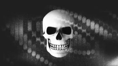 Cadılar bayramı için uygun soyut bir arkaplan üzerinde titreşen kafataslarının bir bilgisayar animasyonu