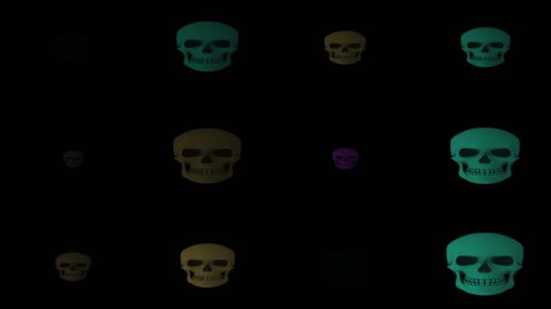 Eine Computergenerierte Animation Von Totenköpfen Auf Abstraktem Hintergrund Passend Halloween — Stockvideo