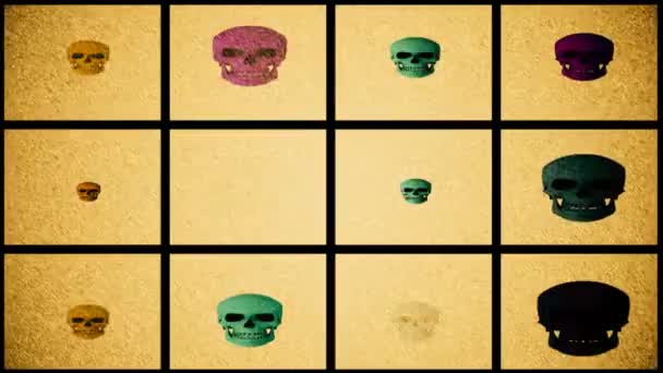ハロウィーンに適した抽象的な背景に頭蓋骨のコンピュータ生成アニメーション — ストック動画