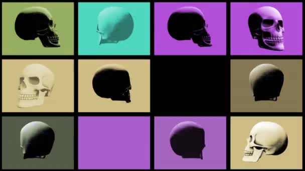 Une Animation Crânes Générée Par Ordinateur Sur Fond Abstrait Adapté — Video