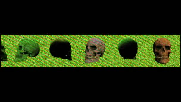 Eine Computergenerierte Animation Von Totenköpfen Auf Abstraktem Hintergrund Passend Halloween — Stockvideo