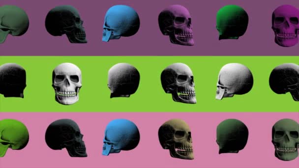 Computer Generated Animation Skulls Abstract Background Suitable Halloween — Stock Video