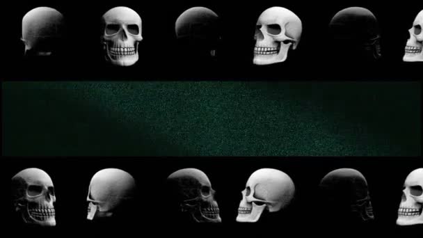Eine Computergenerierte Animation Von Totenköpfen Auf Abstraktem Hintergrund Passend Halloween — Stockvideo